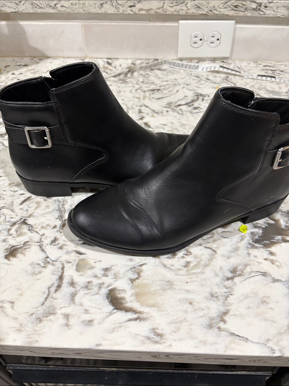St. John's Bay Black Leather Ankle Booties with Buckle